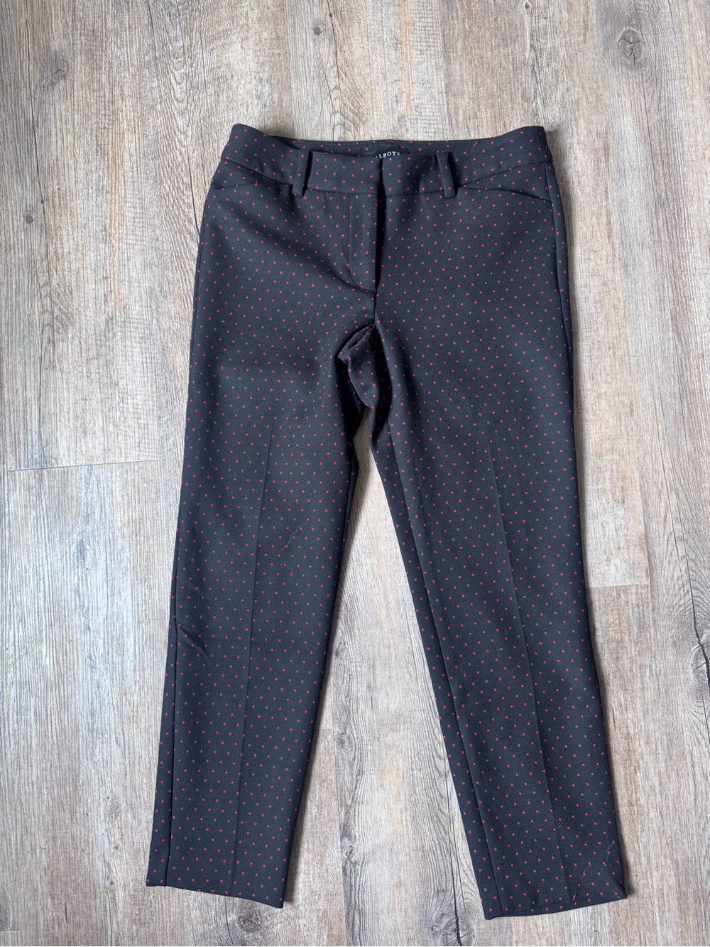 Talbots Black Pants with Red Microdot Print
